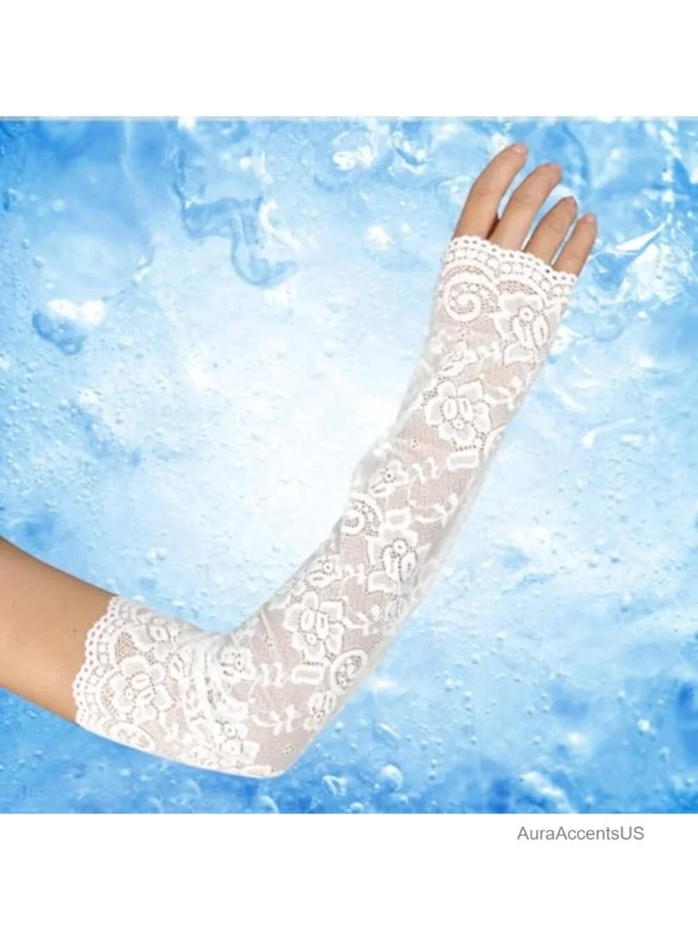Floral Lace Fingerless Elbow-Length Gloves Tea Party Wedding